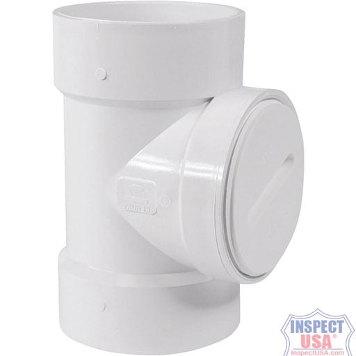 Sch40 PVC 4" Cleanout Tee (79204) with Threaded Cap
