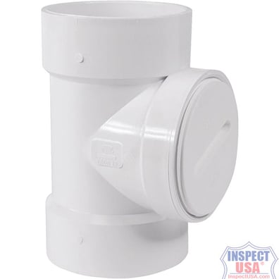 Sch40 PVC 4" Cleanout Tee (79204) with Threaded Cap