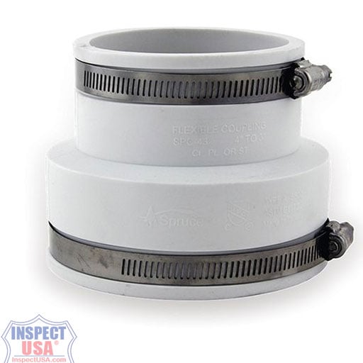 Flexible Coupling 4"x3" WHITE (79221) with SS Heavy Duty Clamps
