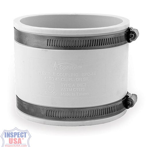 Flexible Coupling 4"x4" WHITE (79222) with SS Heavy Duty Clamps
