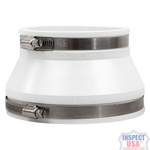 Flexible Coupling 6"x4" WHITE (79227) with SS Heavy Duty Clamps
