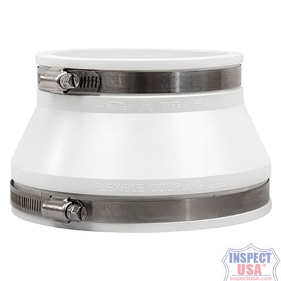Flexible Coupling 6"x4" WHITE (79227) with SS Heavy Duty Clamps