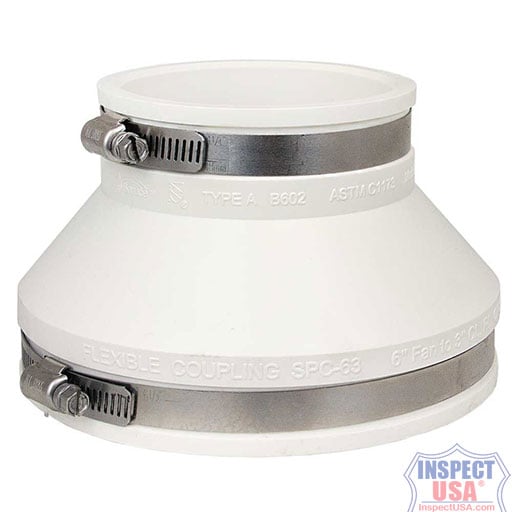 Flexible Coupling 6"x3" WHITE (79239) with SS Heavy Duty Clamps
