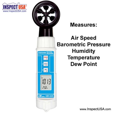 5in1 Airflow Meter (ABH-4225) Temp, RH, Dew Point & Pressure