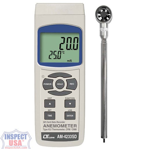 Lutron Mini Vane Anemometer (AM-4233SD) Data Logging