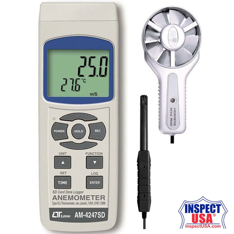 Metal Vane Lutron Anemometer (AM-4247SD) with Humidity Probe