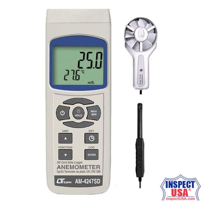 Metal Vane Lutron Anemometer (AM-4247SD) with Humidity Probe