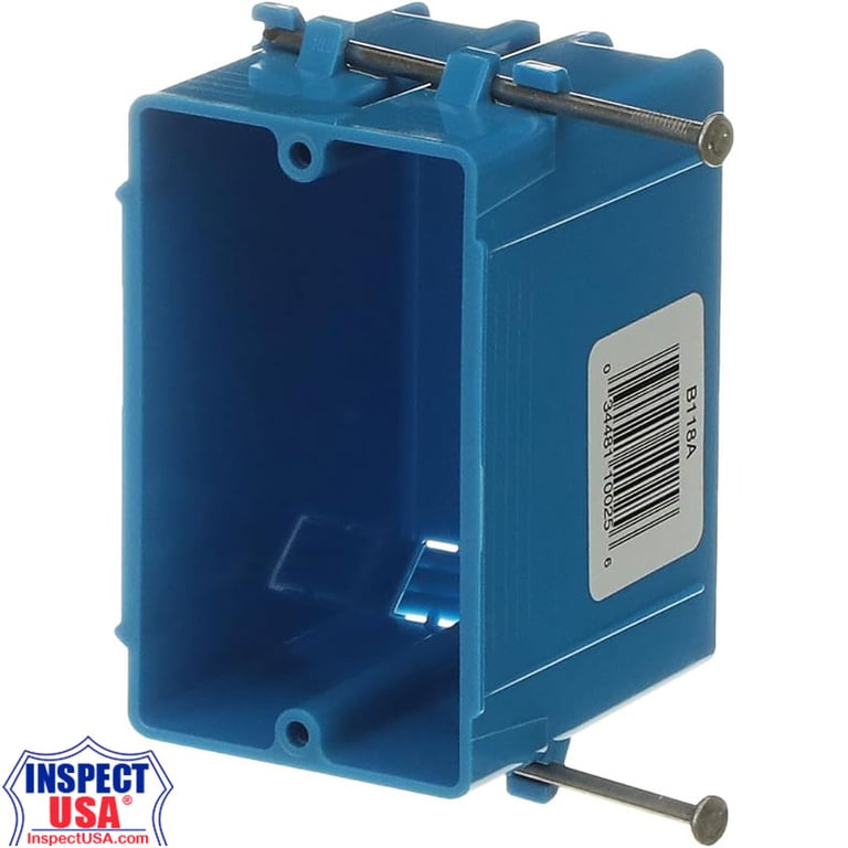 Single Gang Non-Metallic Outlet Box (B118A) 18 Cubic Inches New Work