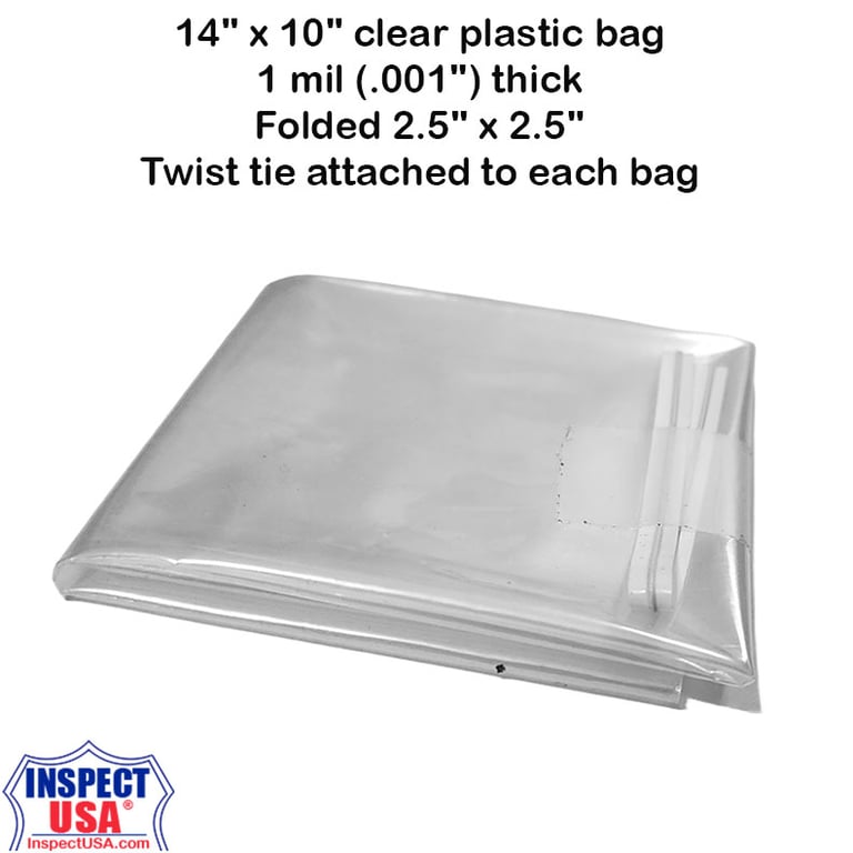 Folded Clear Plastic Bag 14x10 Inches (BAG-01) with Twist Tie