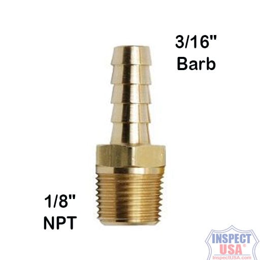 Valve Adapter Brass (BF18316) 1/8" Male NPT to 3/16" Hose Barb