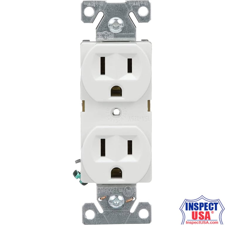 White 15amp Commercial Grade Duplex Receptacle (BR15WSPL) 110vAC