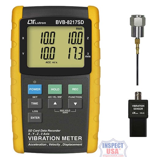 Vibration Meter 3-Axis & 3-Channel (BVB-8217SD) Data Logging
