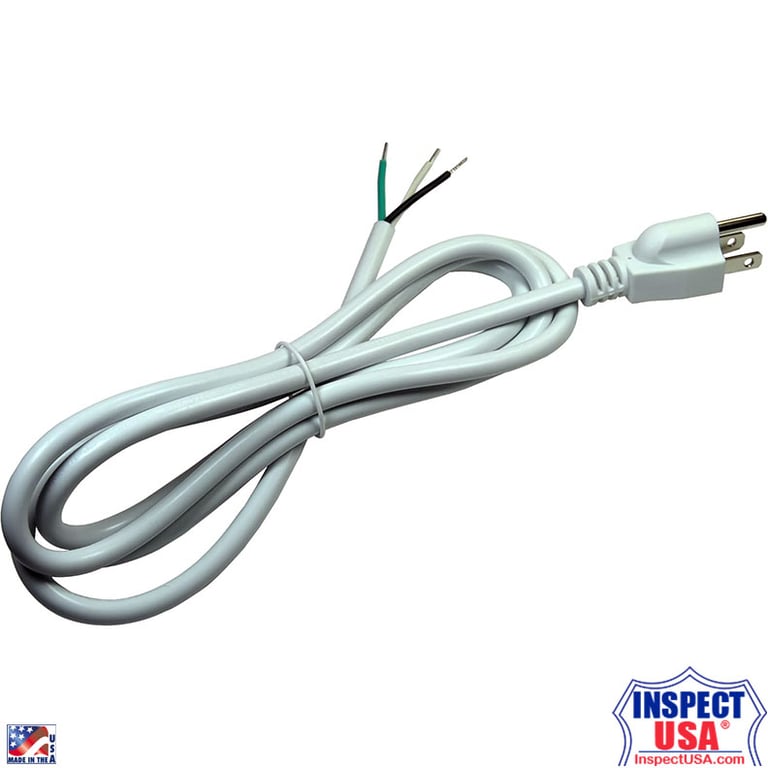 Power Cord 72" with Ground (PC72-WH) 18 gauge WHITE