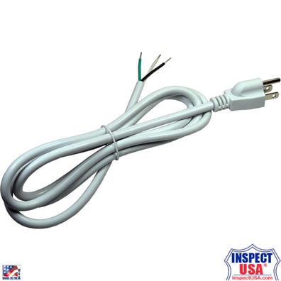 Power Cord 72" with Ground (PC72-WH) 18 gauge WHITE