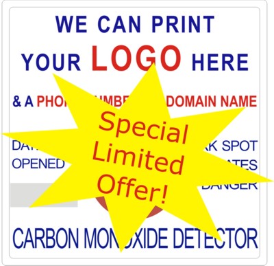 300 Custom Printed Carbon Monoxide Detector Badges Limited Offer