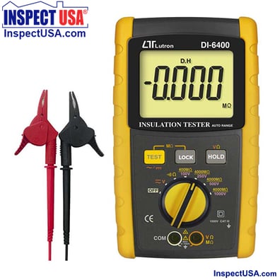Insulation Resistance Tester (DI-6400) Megohmmeter w/Clips