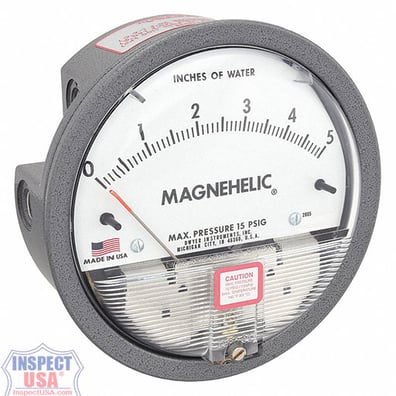 Dwyer社　MAGNEHELIC　差圧計　BOX型　工業系　インダストリアル Dwyer Magnehelic Manometer (2002) 0-2 inch WC | Inspect USA