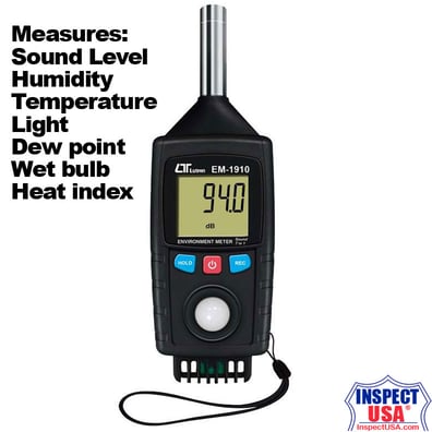 Compact Sound, Temp, RH Meter (EM-1910) Plus Heat Index
