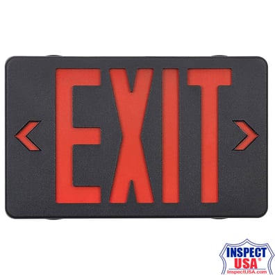 Red LED Exit Sign Black Housing (EX01-RED) Emergency Battery