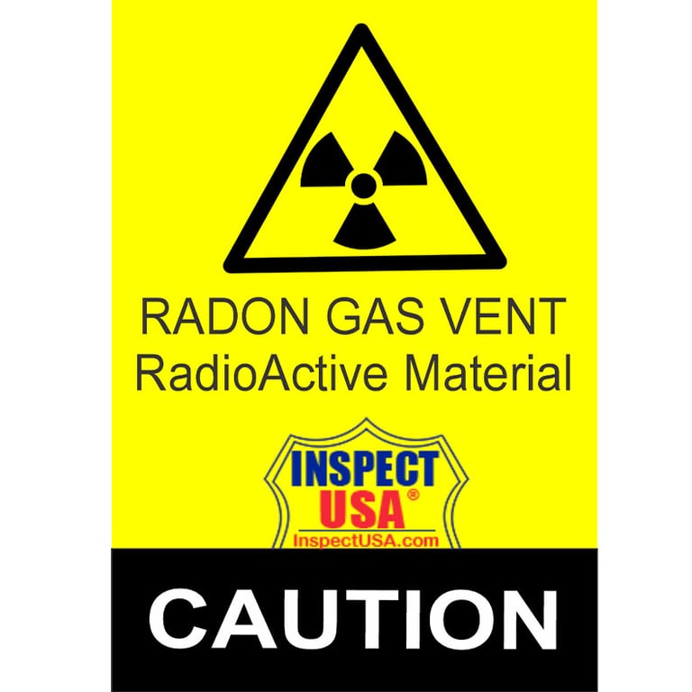 System Labels: Caution Radon Vent (LABEL-RNGV) 8 Labels 3.4"x2.3"