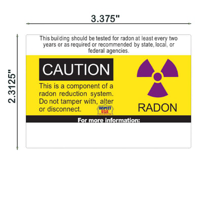 System Labels: AARST Radon System (LABEL-RNST) 8 Labels 3.4"x2.3"