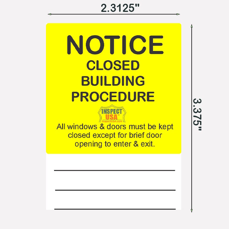 Radon Test Notice Labels (LABEL-RNTC) 8 Labels 3.4" x 2.3"