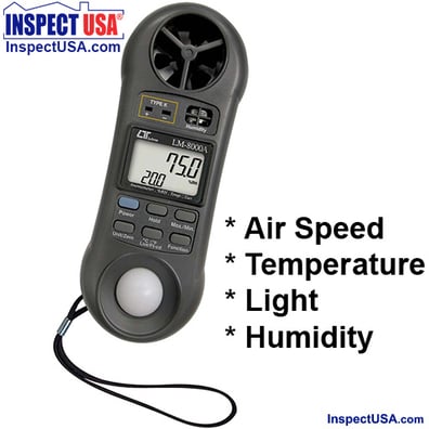 4-in-1 Anemometer (LM-8000A) Air Speed, Temp, Humidity & Light