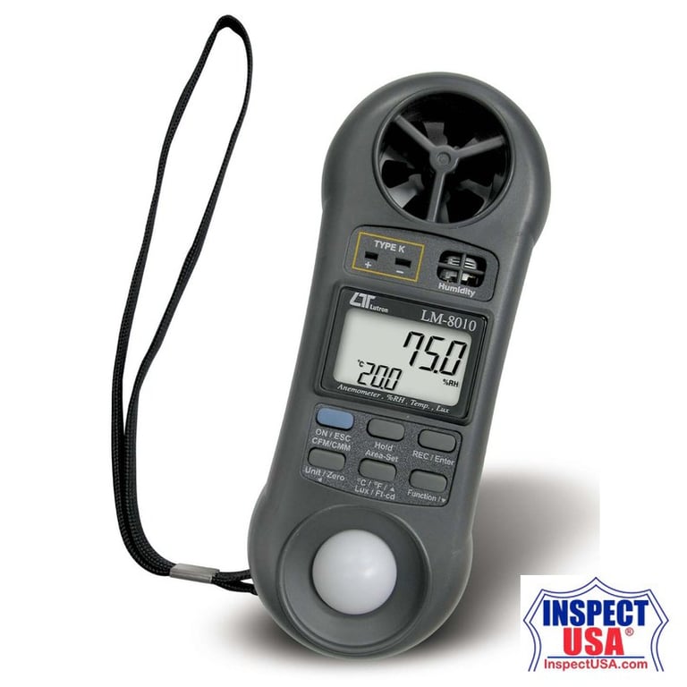 Lutron Anemometer ( Cmm, Cfm ) Humidity Meter, Light Meter Type K Thermometer (LM-8010)