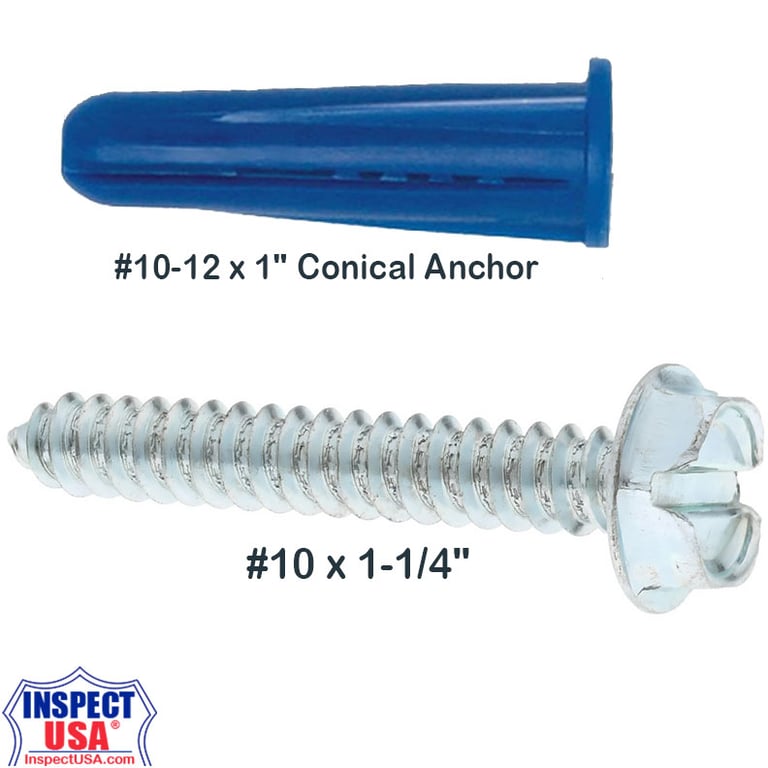 Sheet Metal Screw 10 x 1.25" Hex Washer Head & Anchor (PAK9072) 10pack