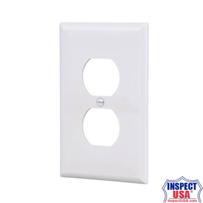 White Single Gang Duplex Wallplate (PJ8W-FLW) Midsize