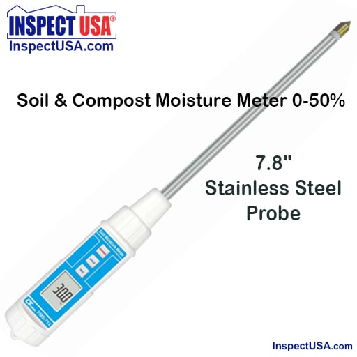 Compost & Soil Moisture Meter 0-50% (PMS-714) 7.8" SS Probe