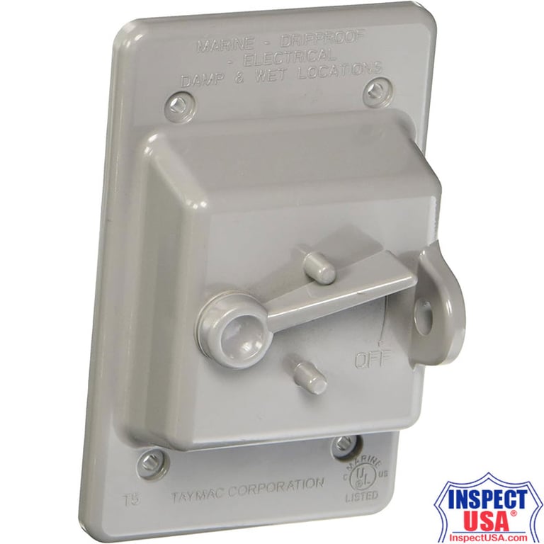 Weatherproof Plastic Single-Pole Toggle Switch Cover (PTC100GY) Gray