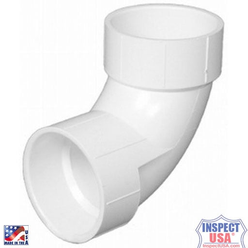 PVC 4" DWV 90 Degree Elbow (PVC-03358) Schedule40 White