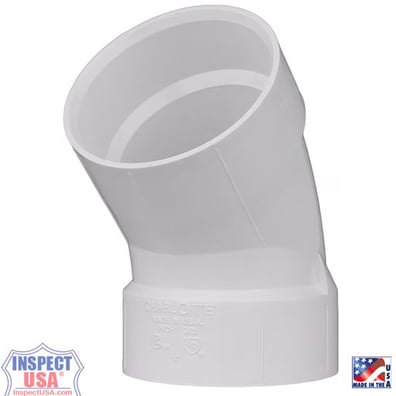 PVC 4" DWV 45 Degree Elbow (PVC-03404) Schedule40 White