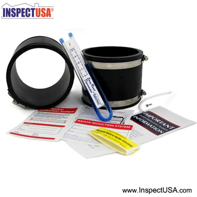 Flex Radon System Install Kit 4x4 BLACK (28035) with Manometer
