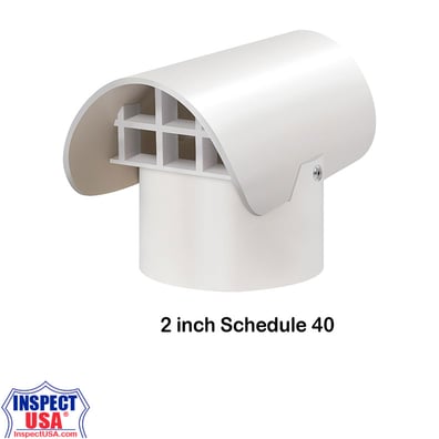 Roof & Wall Vent Cap 2" PVC White (RCW2) Fits SCH40 Pipe