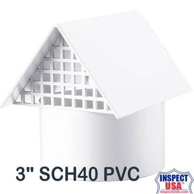 Roof & Wall Vent Cap 3" Aluminum White (RCWA3) Fits SCH40 Pipe