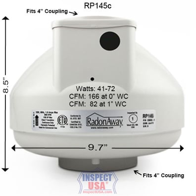 RadonAway Series C 4" Radon Fan (RP145c) Inline VOC Mitigation