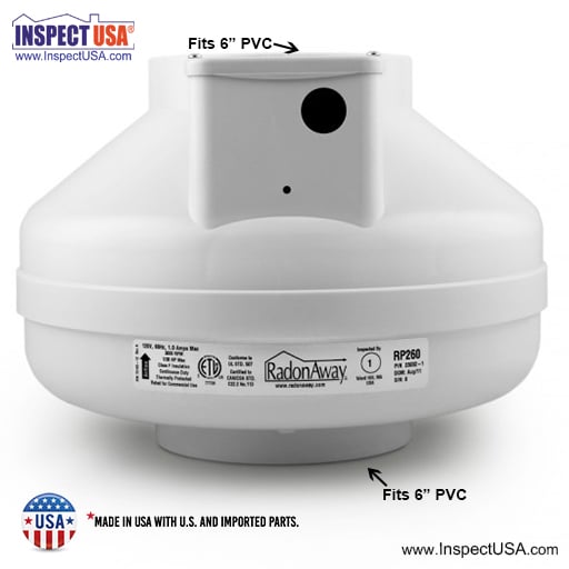 RadonAway Series C 6" Radon Fan (RP260c) Inline VOC Mitigation