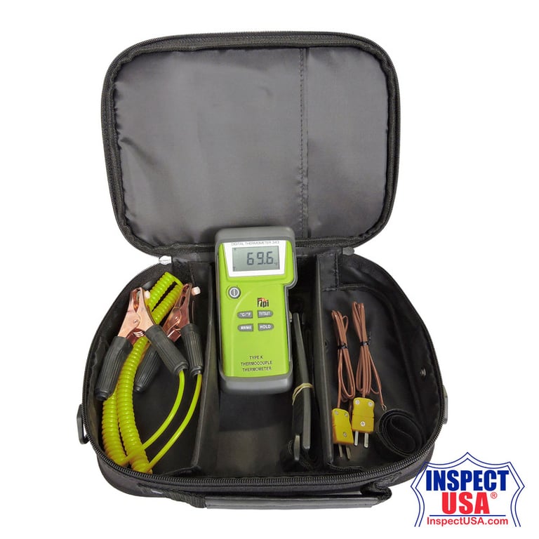 TPI Dual Input K-Type Thermocouple Thermometer with Field Calibration (343C3)