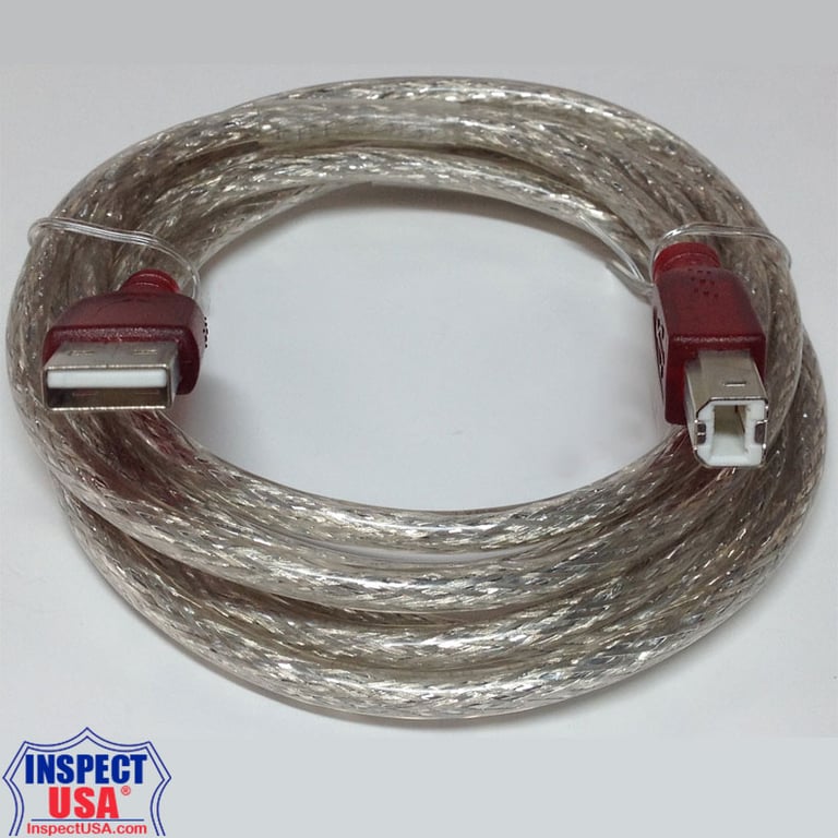 USB-2.0 Type A to USB-2.0 Type B (5-pin) 72" Cable Clear/Silver/Red