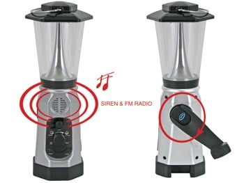 Hand Crank LED Lantern (EDL4) FM Radio, Siren & USB Charger