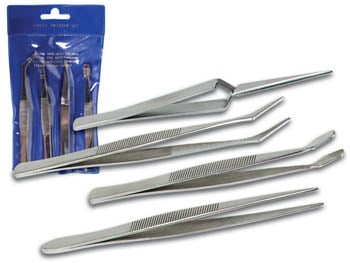 Tweezers: Set of 4 Stainless Steel (VTTWSET) Non-Magnetic