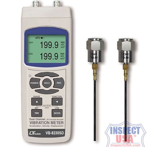 Vibration Meter 2-Channel 200mm/s (VB-8230SD) Data Logging