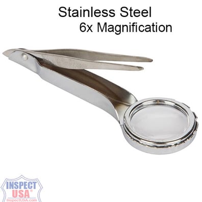 Magnifier Tweezers Tool (VTMG7) 6x Magnifying Glass w/SS Tweezers