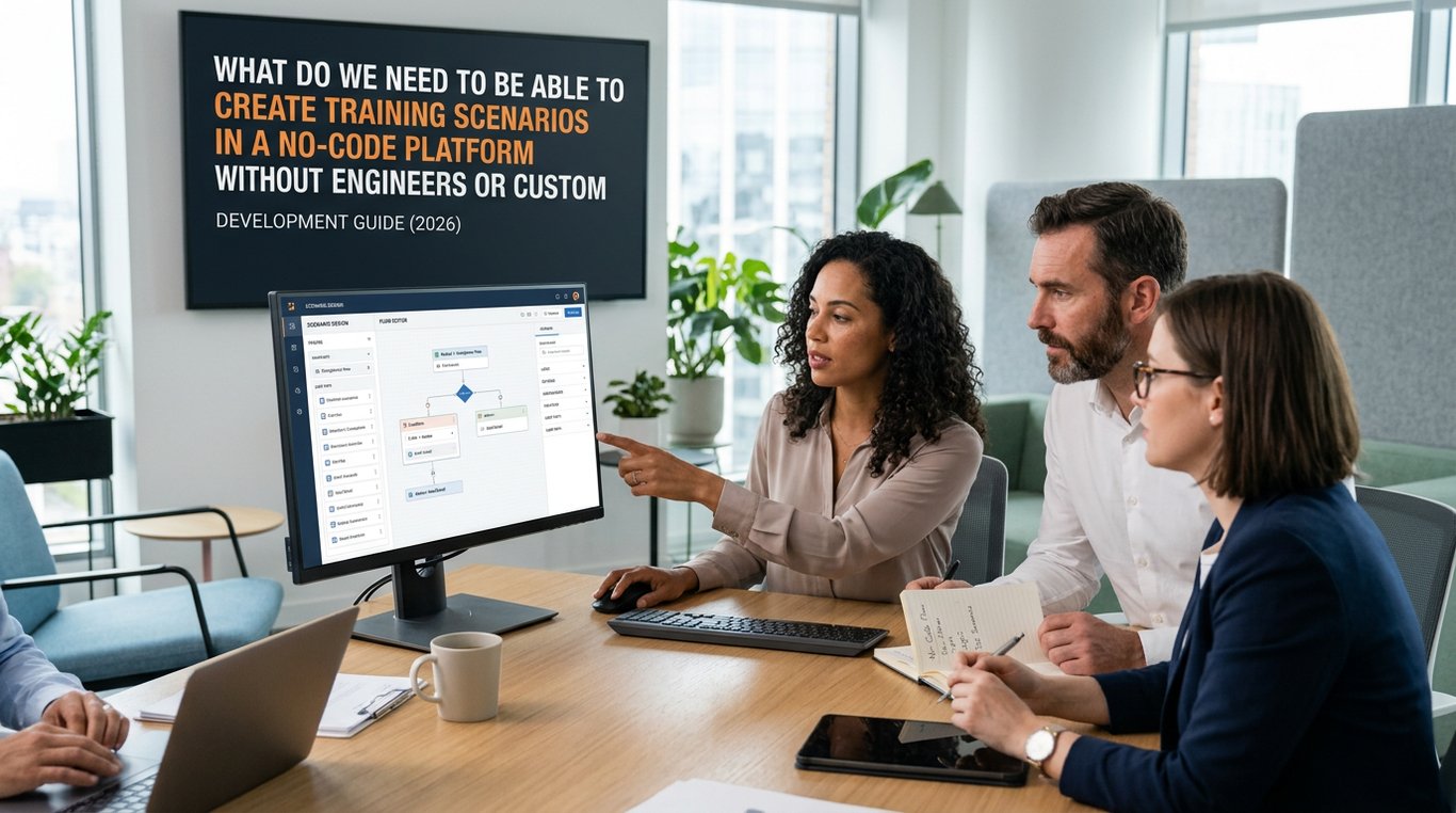 what do we need to be able to create training scenarios in a no-code platform without engi