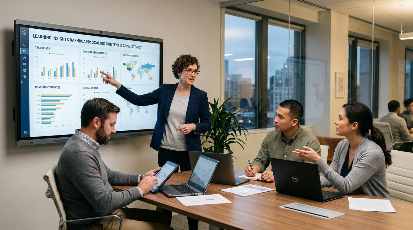 how do we use learning insights to scale content across teams while keeping the training c