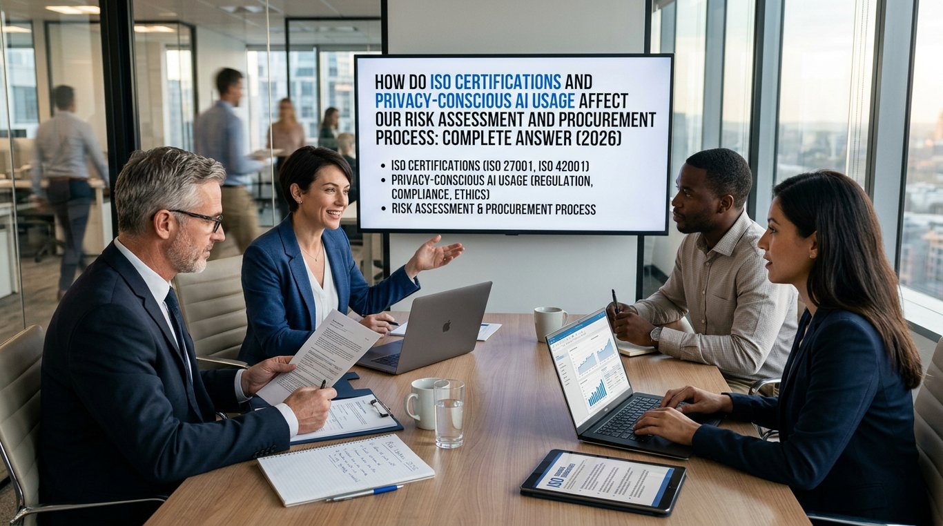how do iso certifications and privacy-conscious ai usage affect our risk assessment and pr
