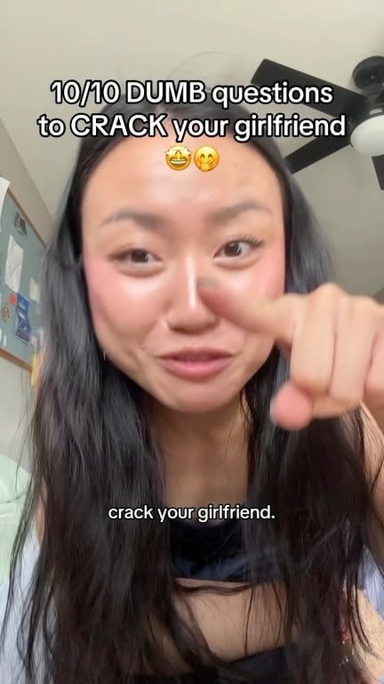 Instagram post by @wendylikestostudy: 10 out of 10 DUMB questions to CRACK your girlfriend 🤭🤩😴🥰 

#crack #girlfriend #relati