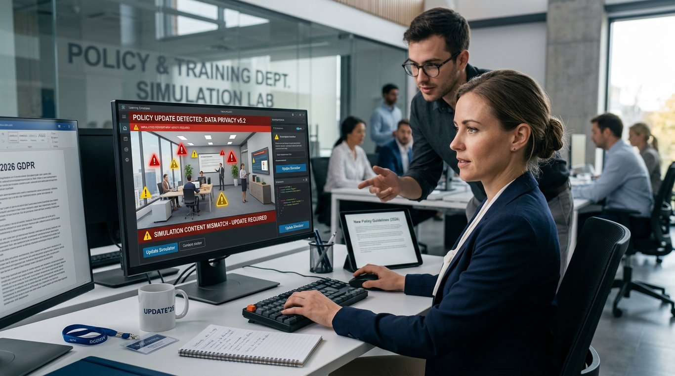 is it realistic to keep simulation content current when policies change frequently without